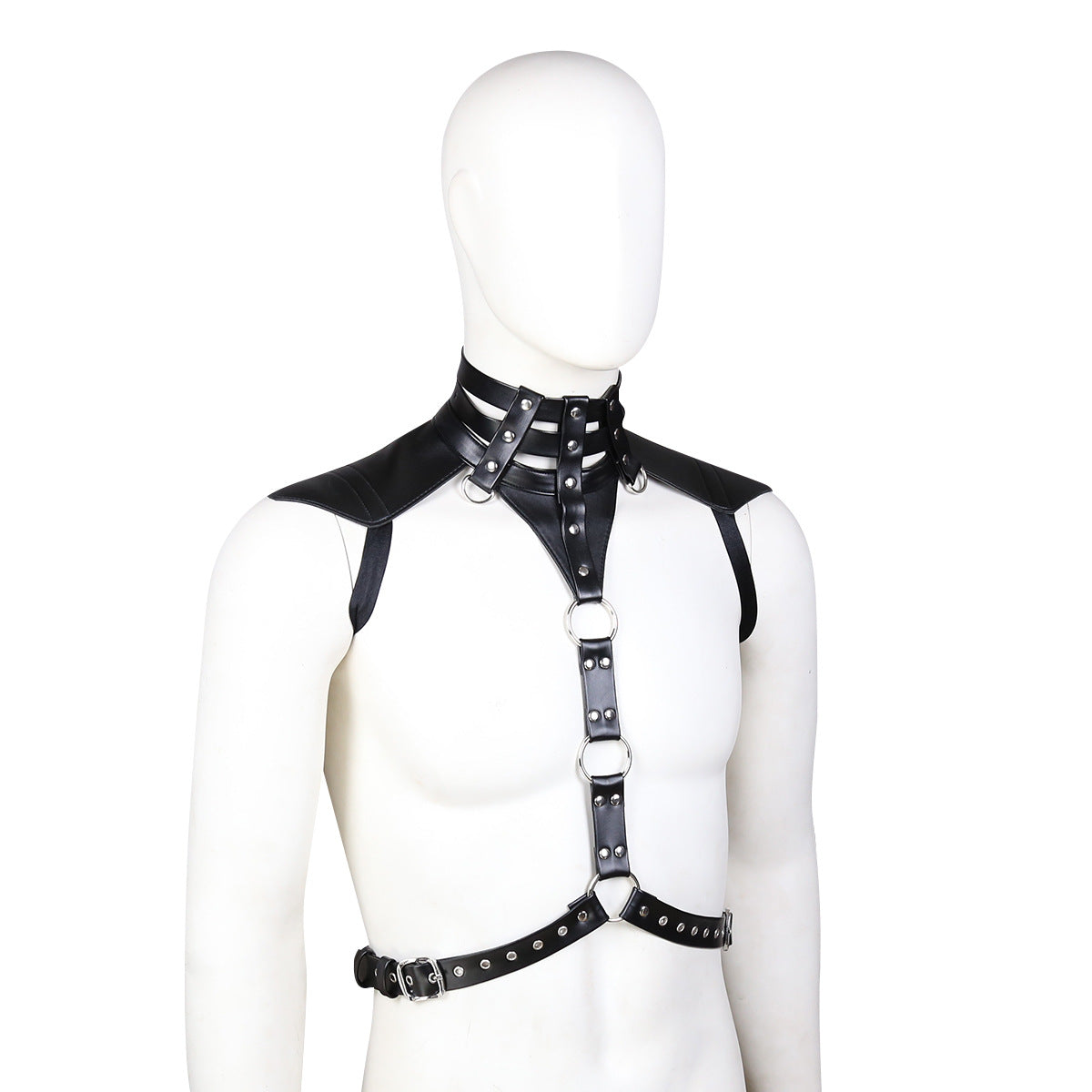 Harness with shoulder pads and waist strap