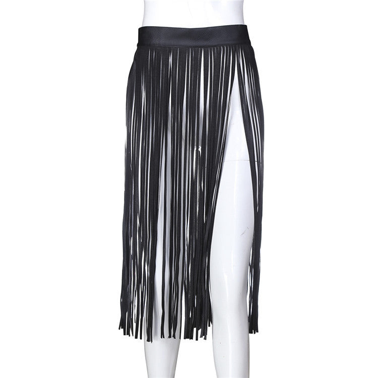 Skirt with leather fringes