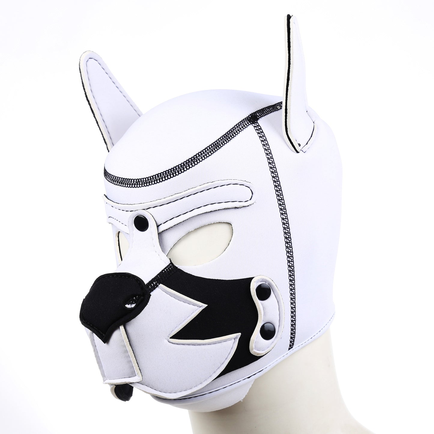Capucha o máscara para juego de cachorro, blanca