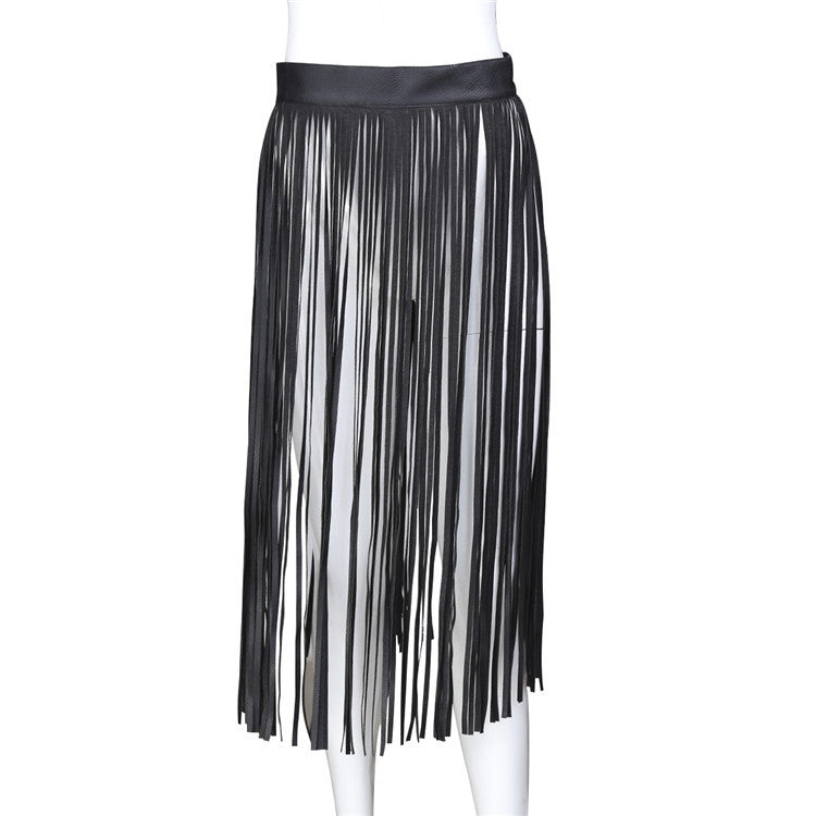 Skirt with leather fringes