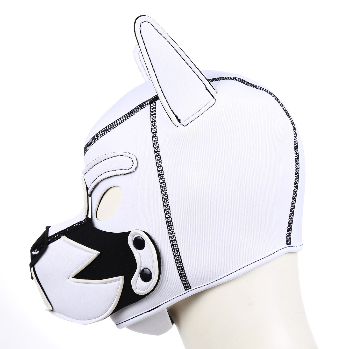 Capucha o máscara para juego de cachorro, blanca