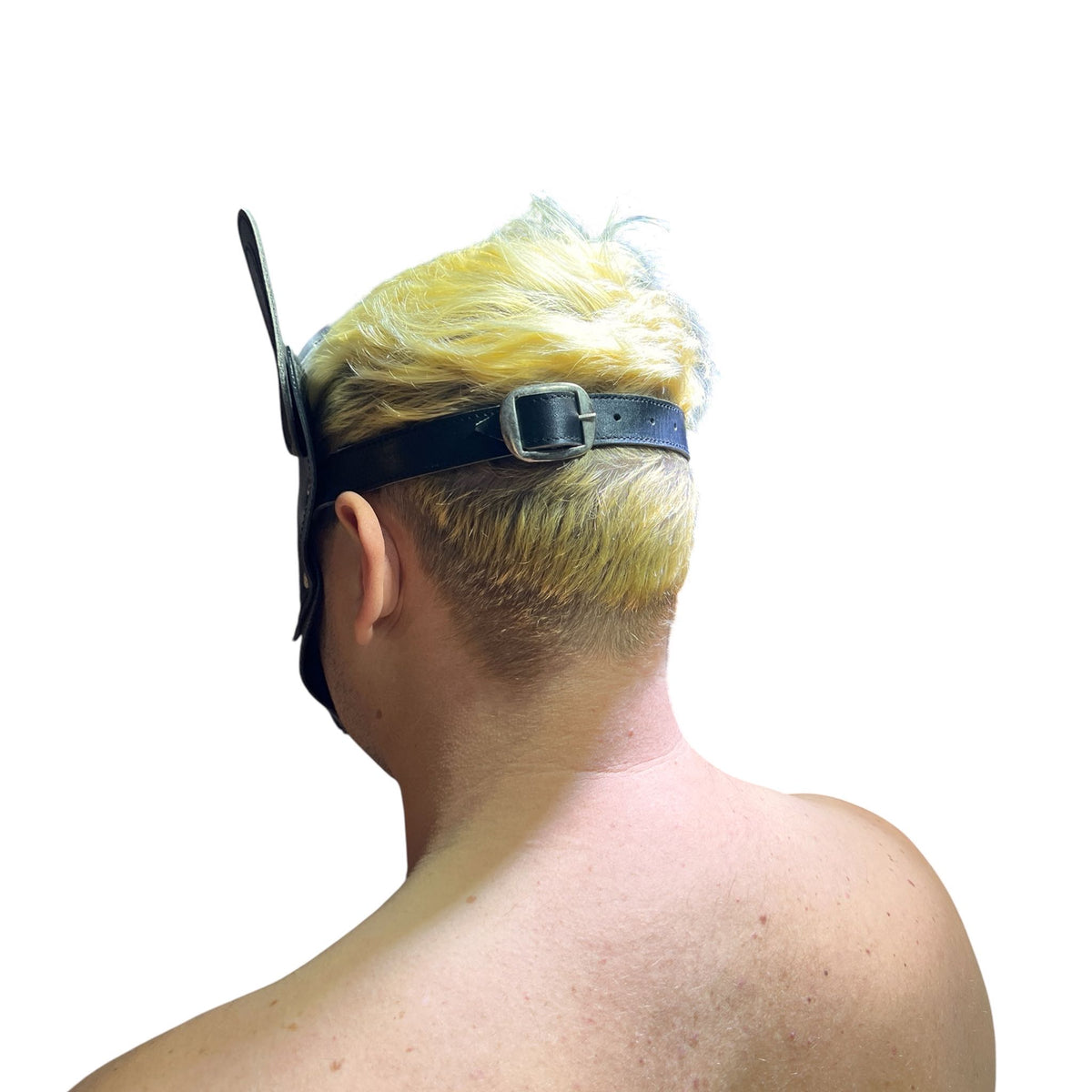 Puppyplay Hood eller hund mask i svart läder
