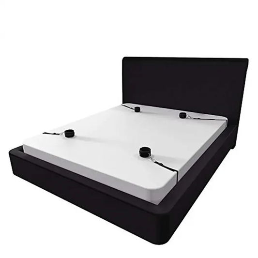 Bondage set for bed. Straps to attach under the bed as well as wrist cuffs and ankle cuffs are included.