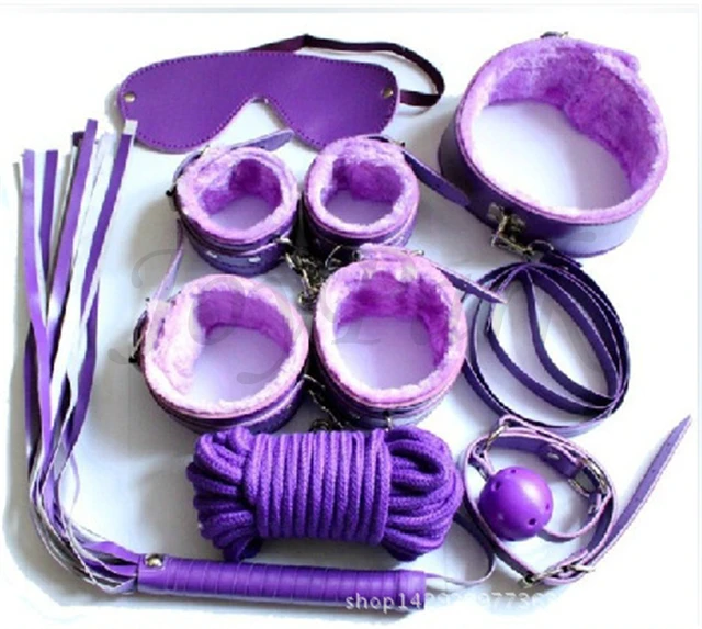 Bondage set, a set for bdsm including bondage rope, flogger, eye mask, choker, hand and ankle cuffs