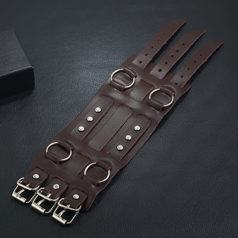 Armband in dark brown genuine leather