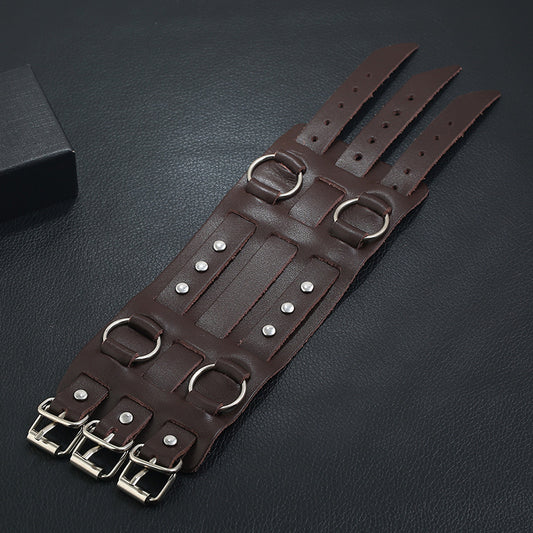 Armband in dark brown genuine leather