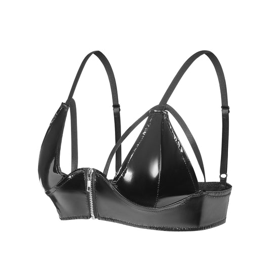 Top or bra with rubber zipper