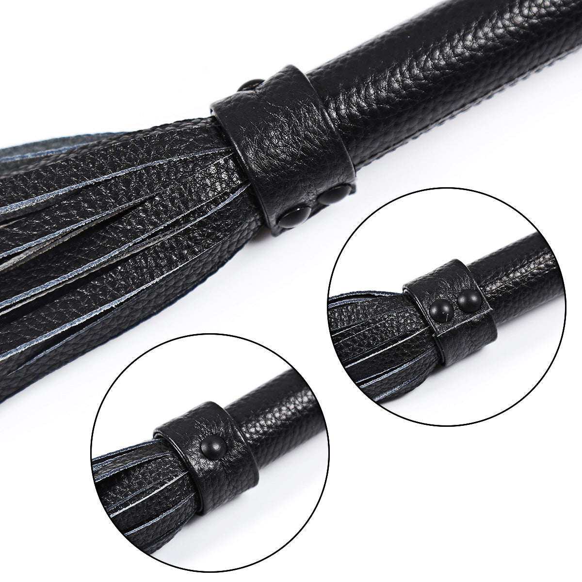 Flogger, whip in black genuine leather