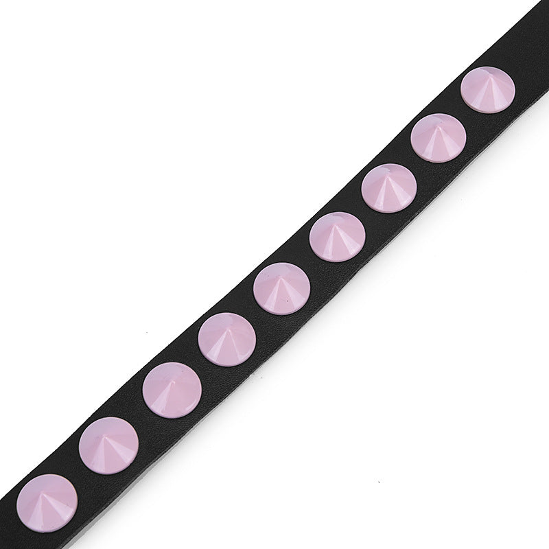 Choker or necklace with pink pointed studs