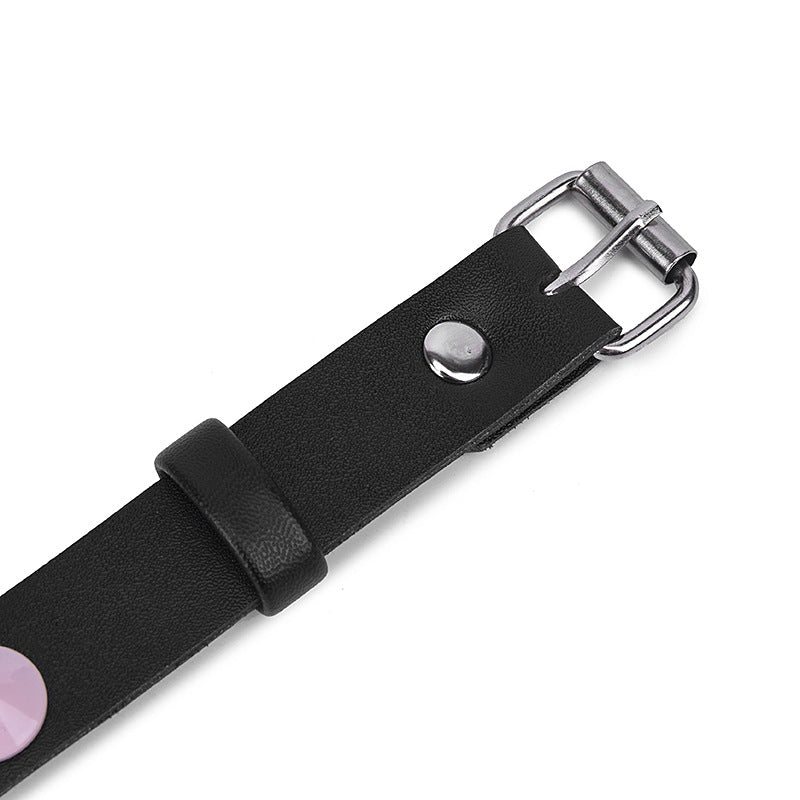 Choker or necklace with pink pointed studs