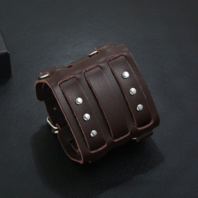 Armband in dark brown genuine leather