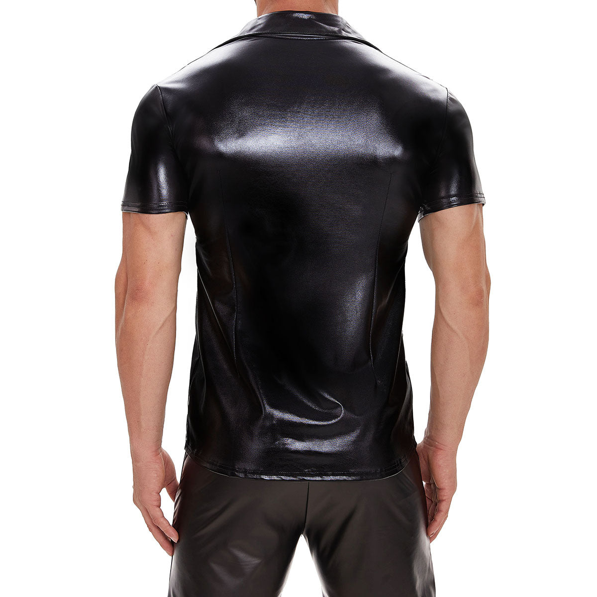 Sweater with buttons in shiny rubber