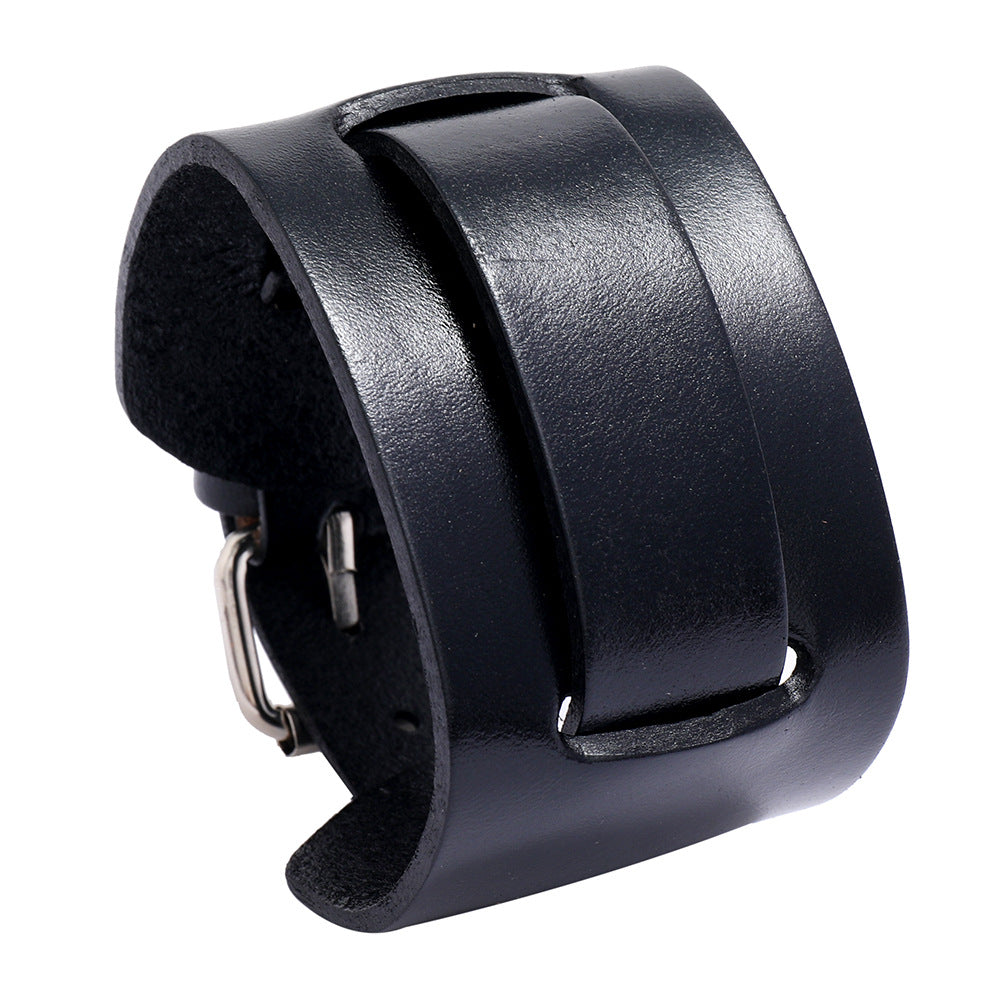 Armband in schwarzem echtem Leder
