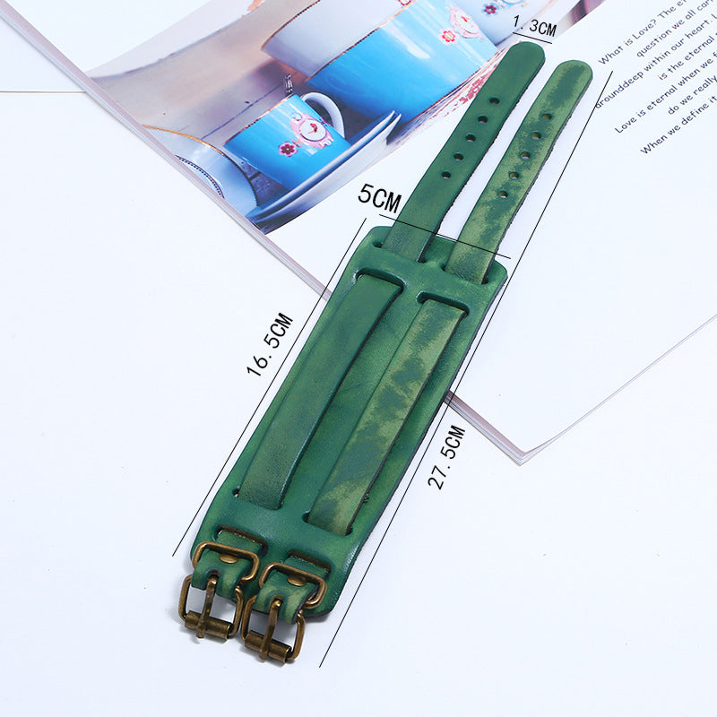 Armband in green genuine leather or skin