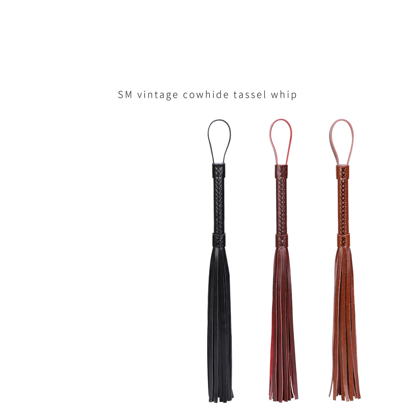 Flogger, whip in genuine leather. Available in several colors