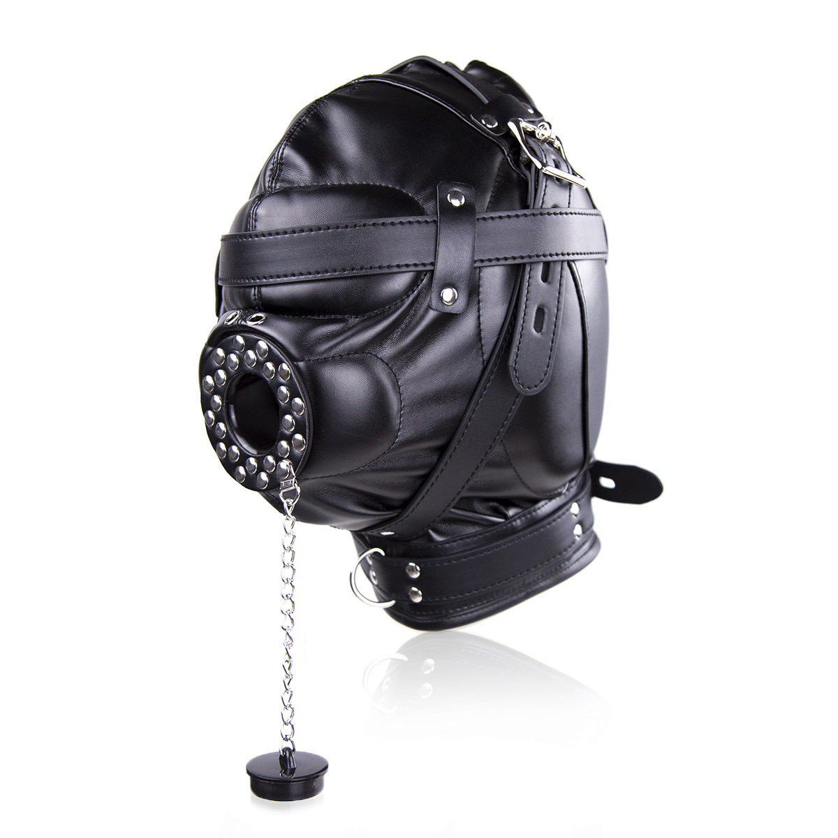 Máscara, máscara gimpmask con protección auditiva acolchada y cierre bloqueable para la boca.