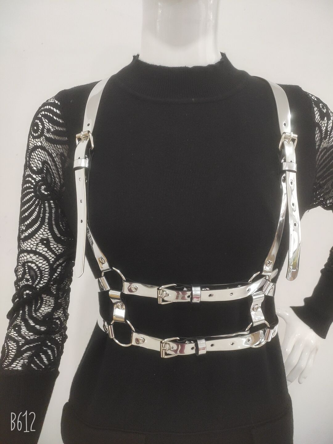 Harness, suspenders in silver