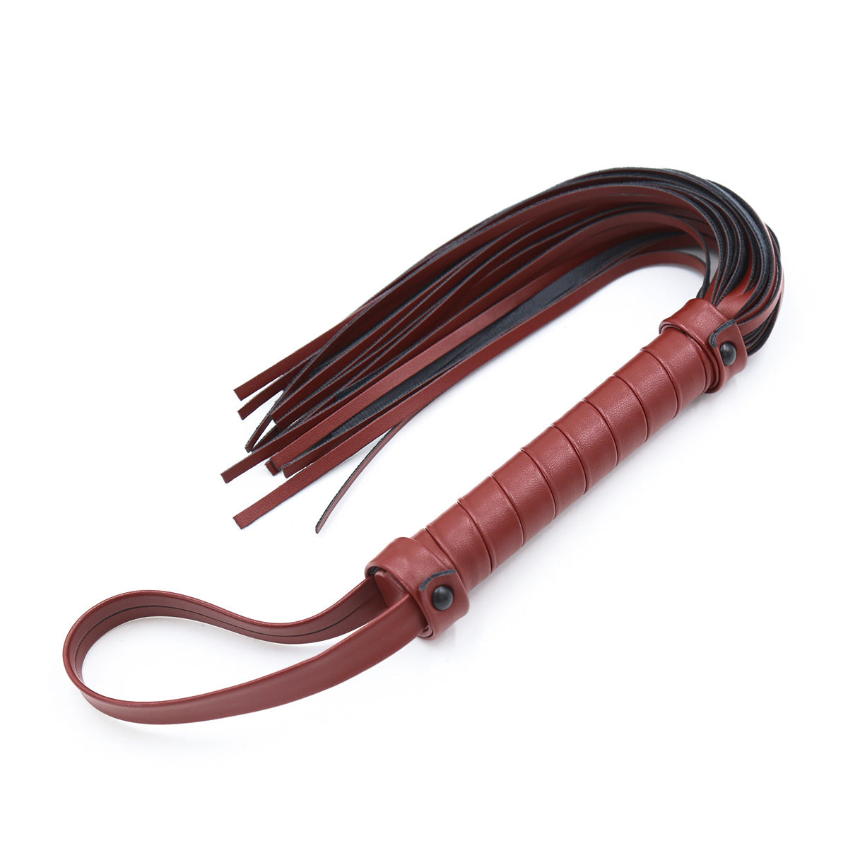Flogger, whip in black and burgundy
