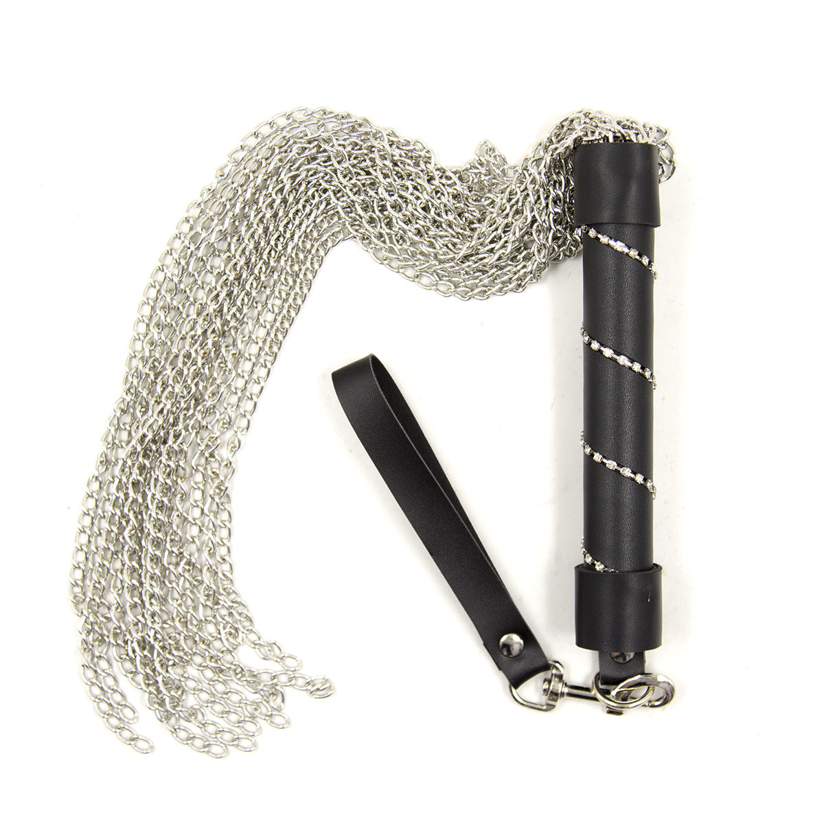 Flogger, whip in rhinestones and metal