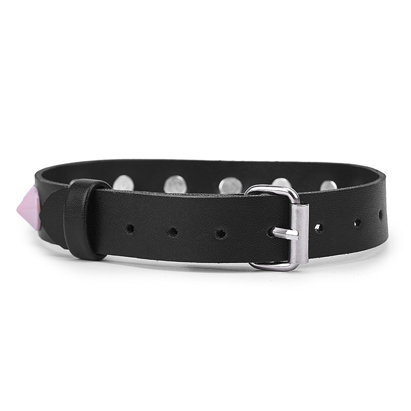 Choker or necklace with pink pointed studs