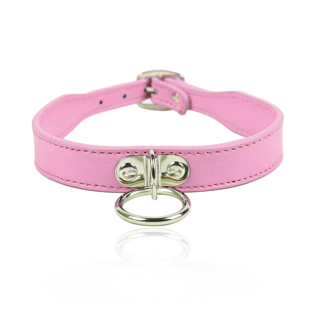 Rosa halsband chocker med ögla