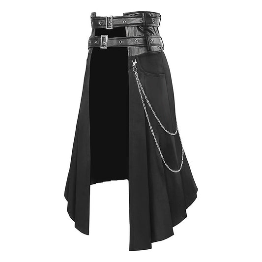 Kilt in leather and fabric with chains