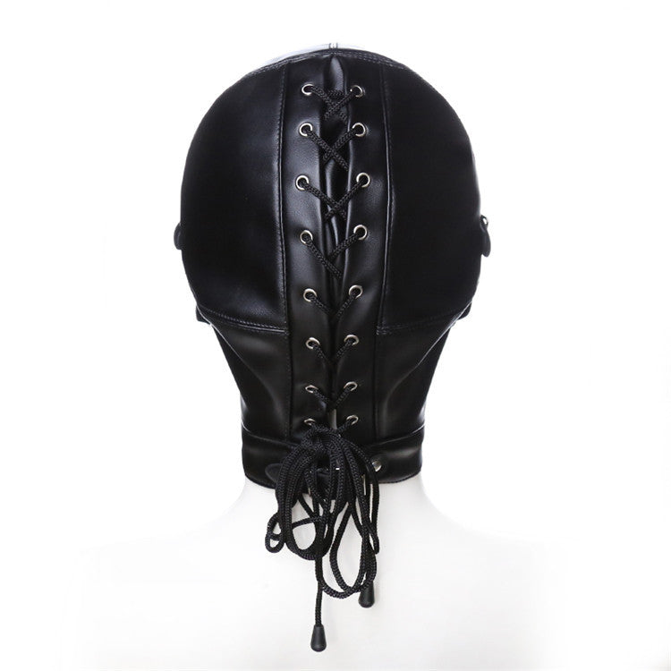 Mask, gimp mask with gag ball, blindfold and muzzle