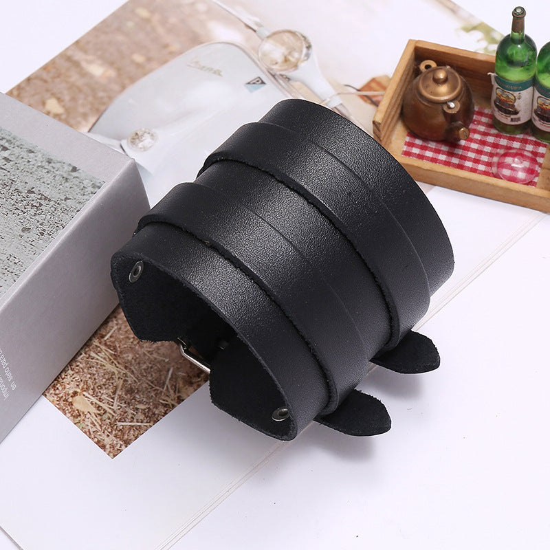 Armband in schwarzem echtem Leder oder Haut