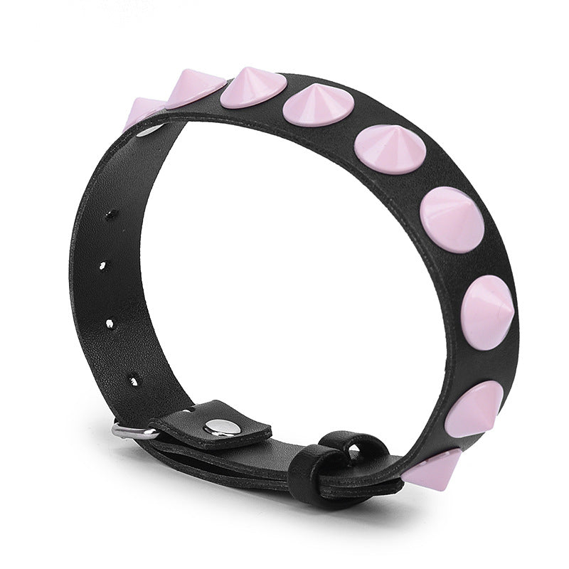 Choker or necklace with pink pointed studs