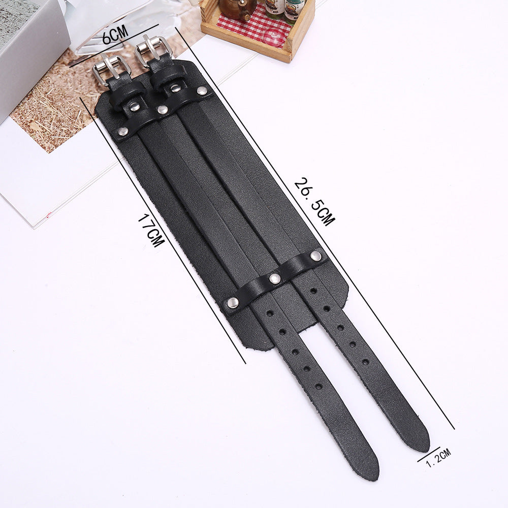 Armband in schwarzem echtem Leder oder Haut