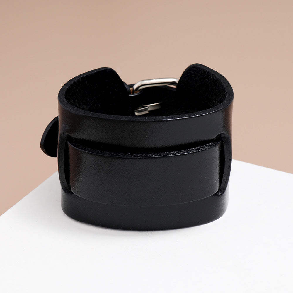 Armband in schwarzem echtem Leder