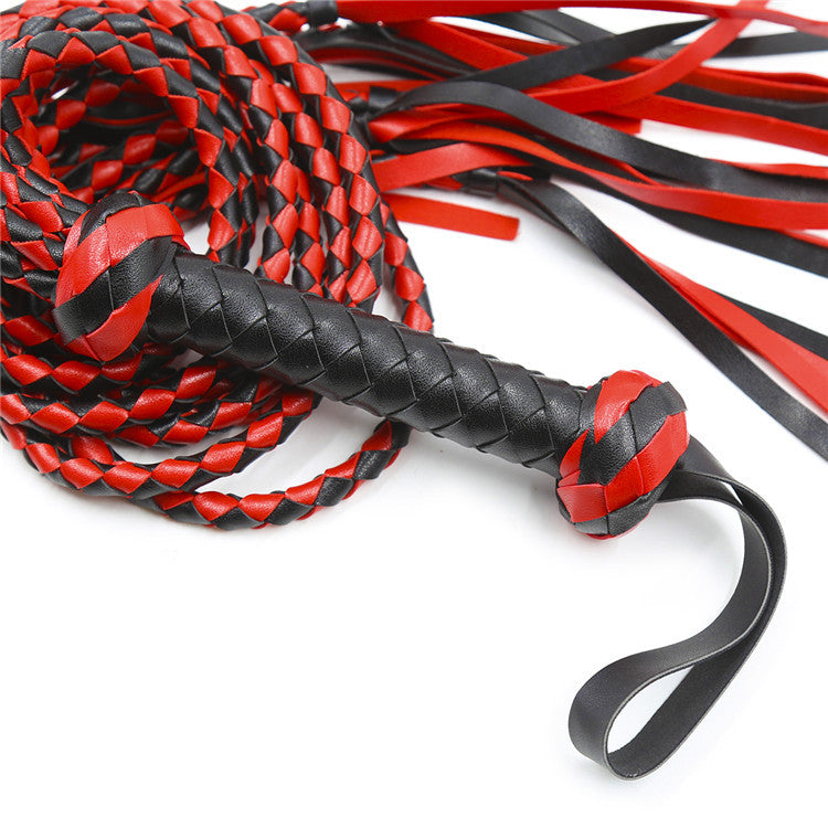 Flogger, whip, black and red