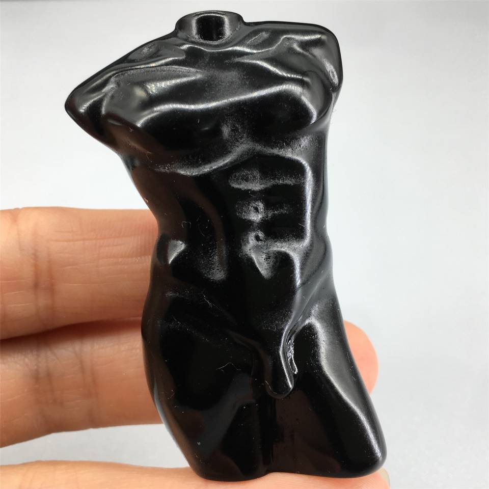 Torso de cristal en ónix negro cristal o ónix negro