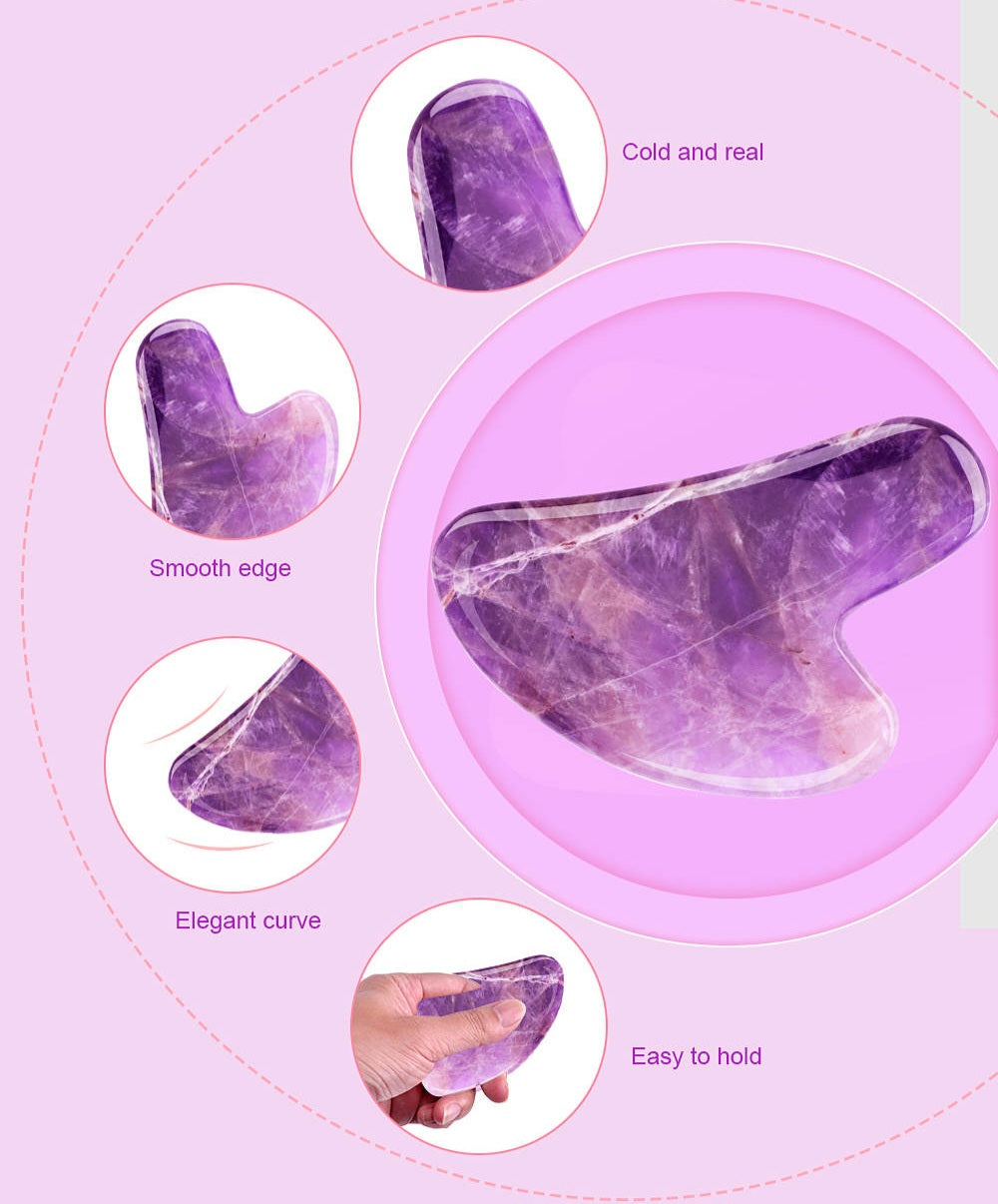 Raspadores faciales raspadores faciales en amatista o amatista púrpura, herramienta facial de jade Gua Sha