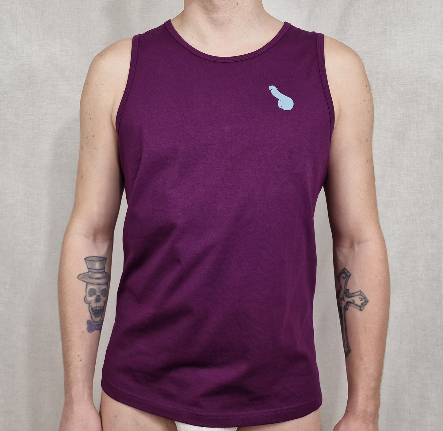 Stylisches Tank-Top oder Trainings-Top mit aufgedrucktem Schwanz in Burgund oder Bordeaux
