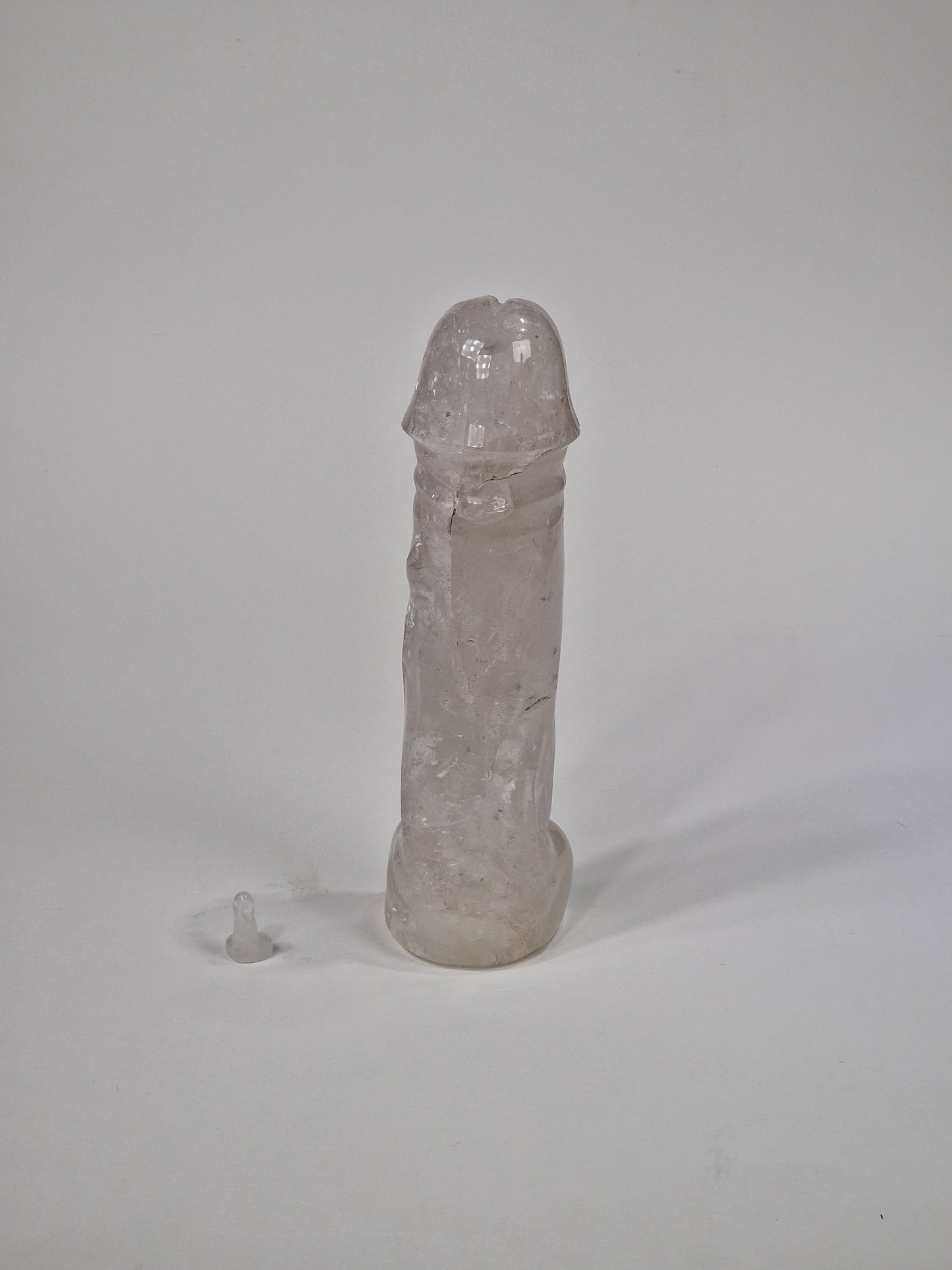 Una estatua diferente y divertida en cristal - 25 cm, 1,5 kg Cristal de roca (Cuarzo Transparente) con forma de pene