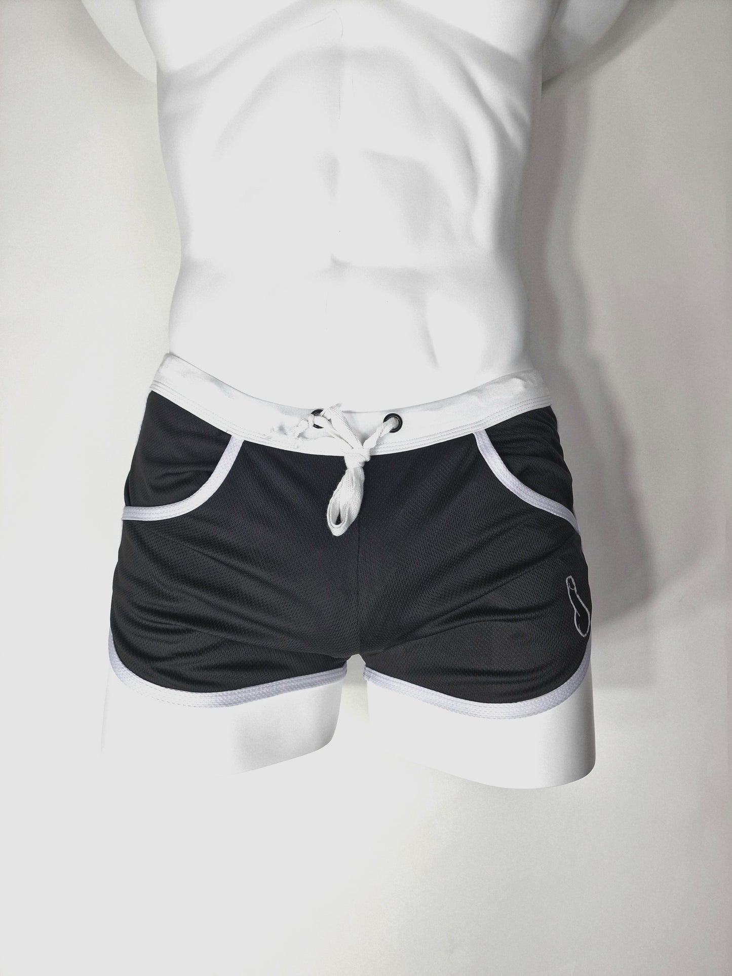 Shorts with "built-in" jockstrap - Black