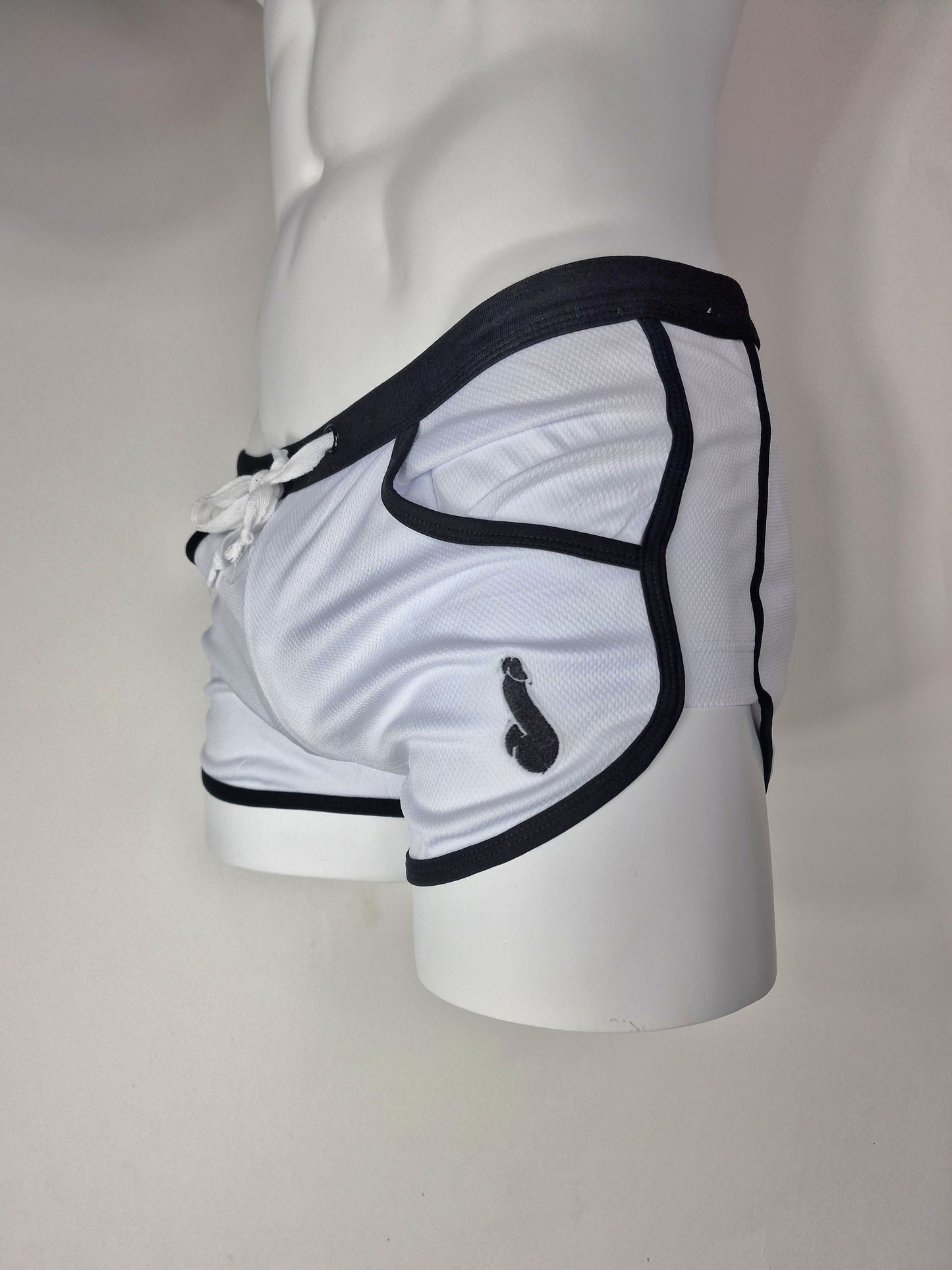 Shorts with "built-in" jockstrap - White
