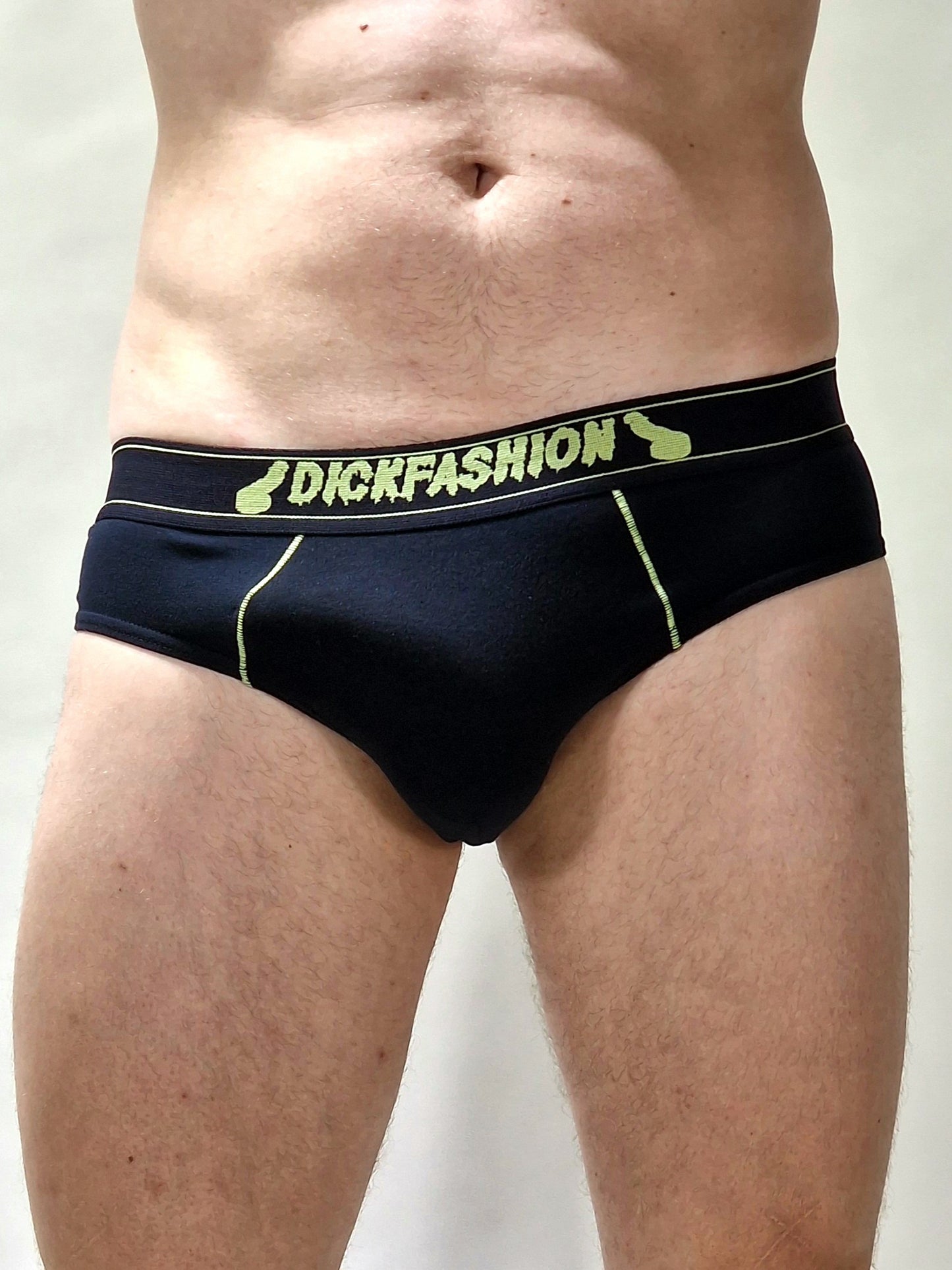 Schwarz-gelbe Slip-Unterhose aus Baumwolle