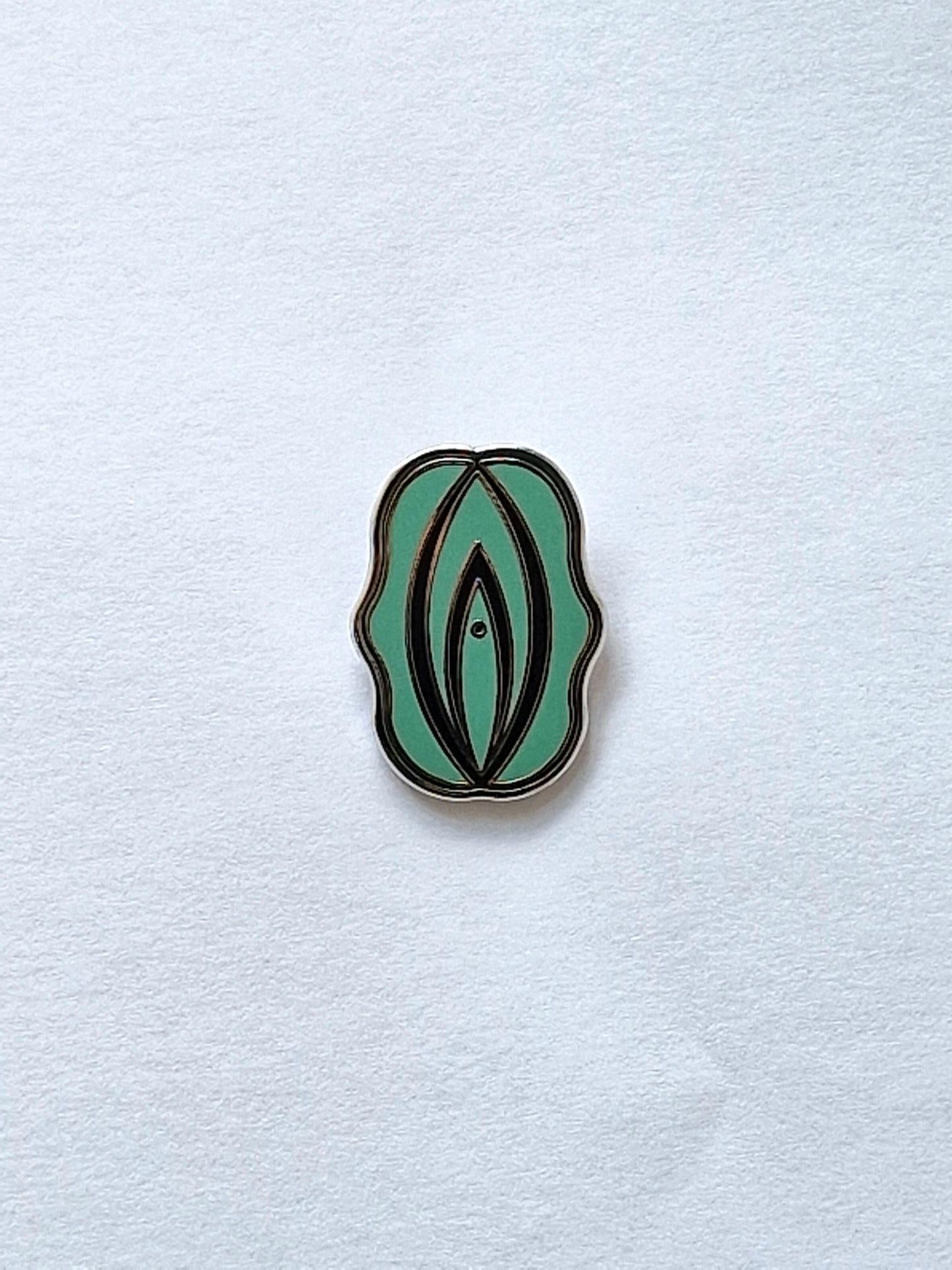 Pin divertido y personal en forma de lazo o agachadiza verde y negra.