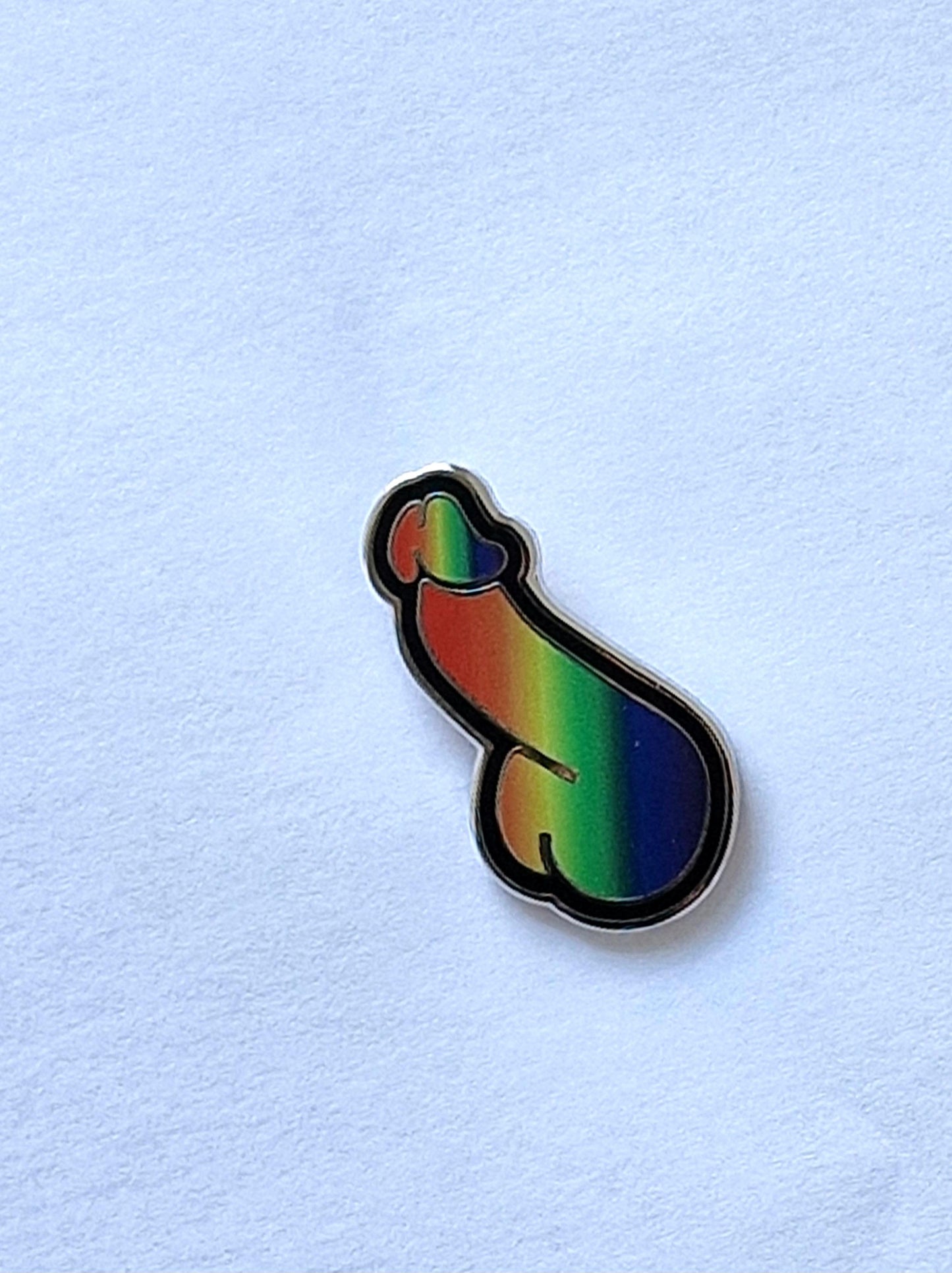Pin de orgullo divertido y orgulloso, polla de color arcoíris