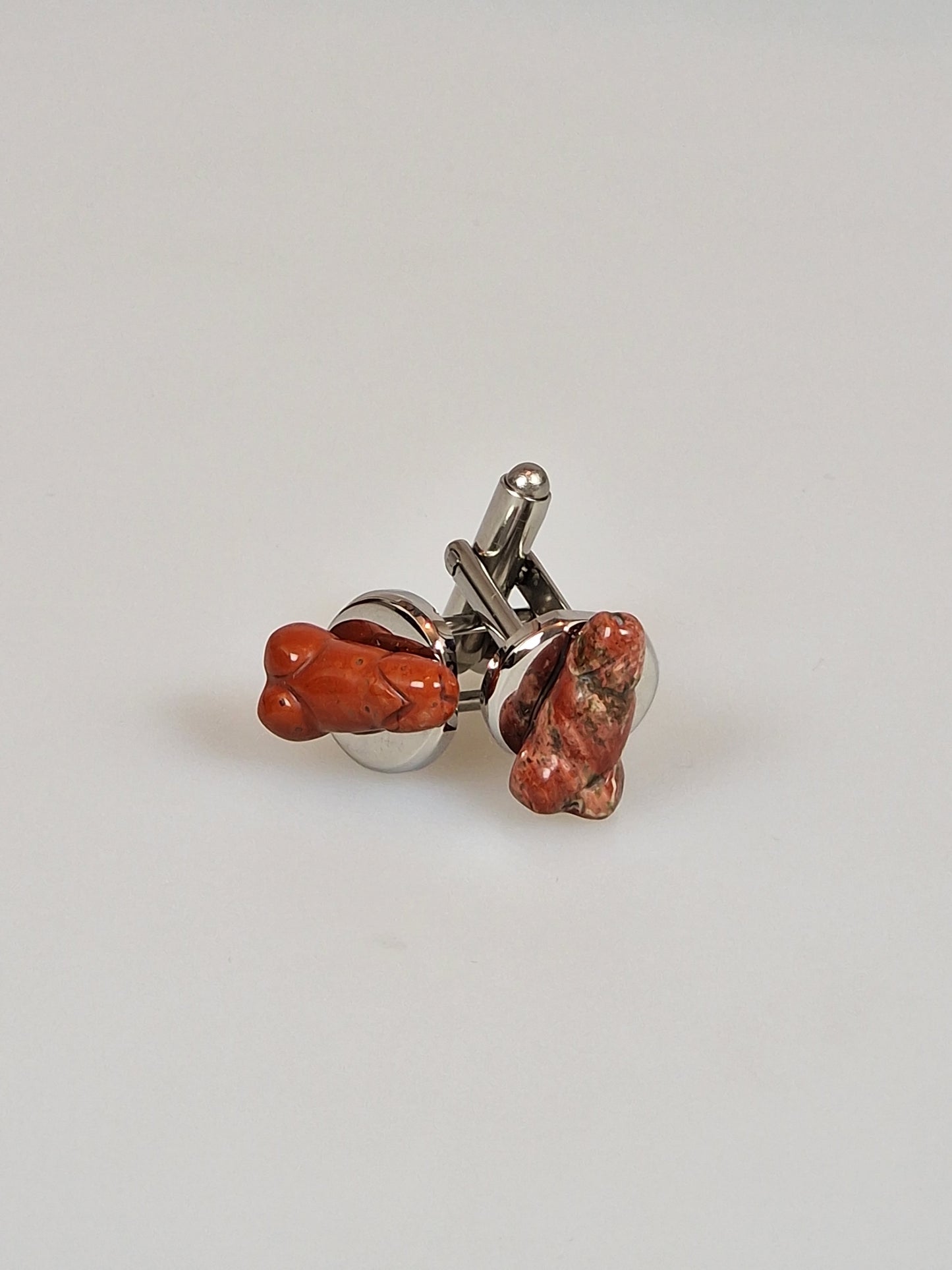 Gemelos con piedras semipreciosas - Jaspe Rojo o Röd Jaspis