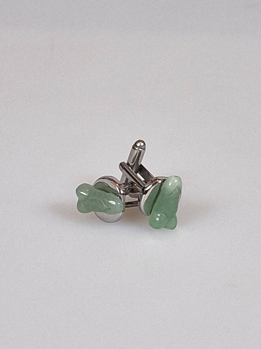 Manschettenknöpfe mit Halbedelstein Grüner Aventurin oder grüner Aventurin