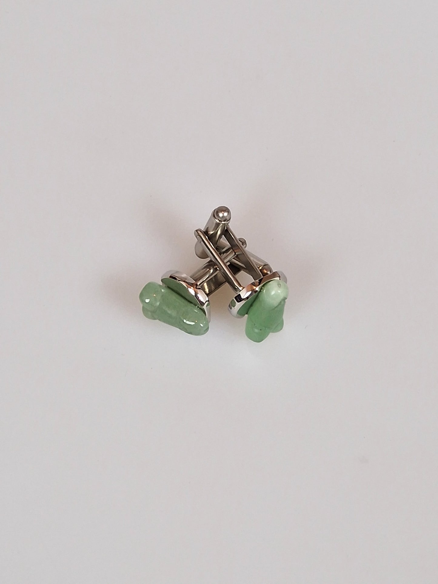Manschettknappar med halvädelsten Green Aventurine eller grön aventurin