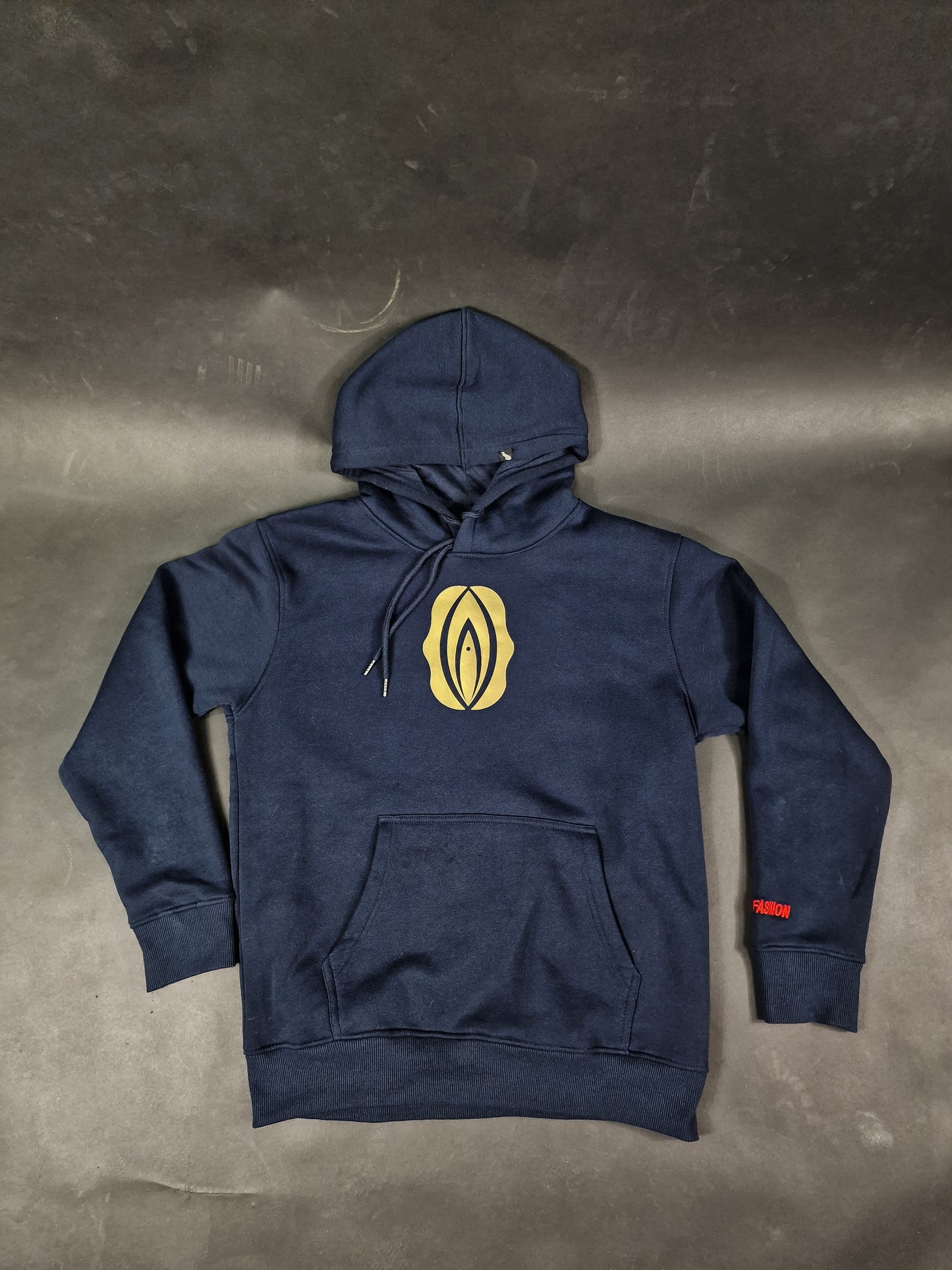 Hoodie eller huvtröja med tryck, guldfärgad fiffi