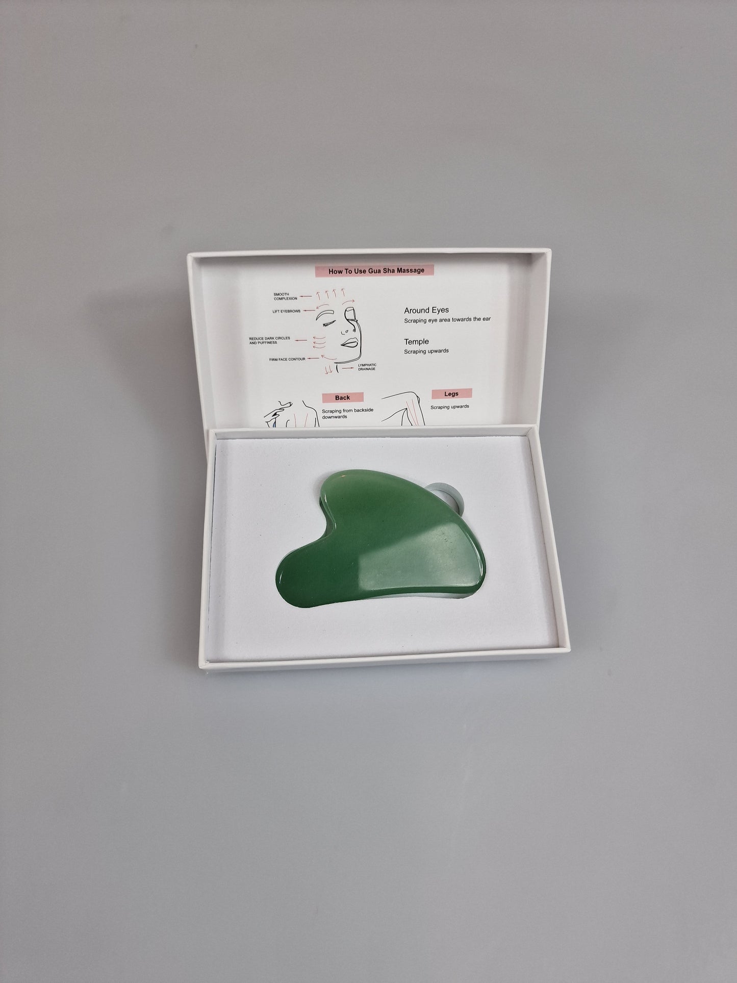 Rascador de cara. Raspadores de cara. Aventurina verde, herramienta Gua Sha