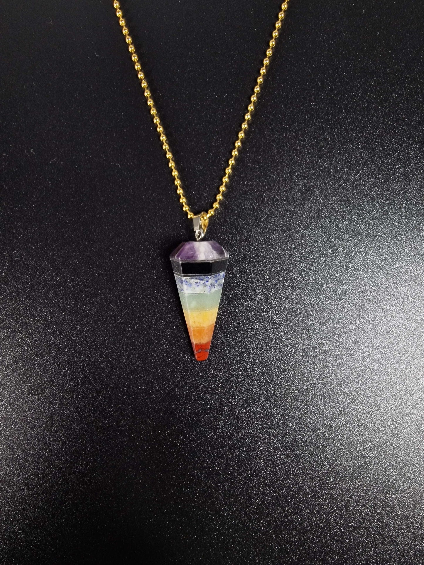 Regnbågsfärgat halsband, 7 chakras halsband - Bred spira