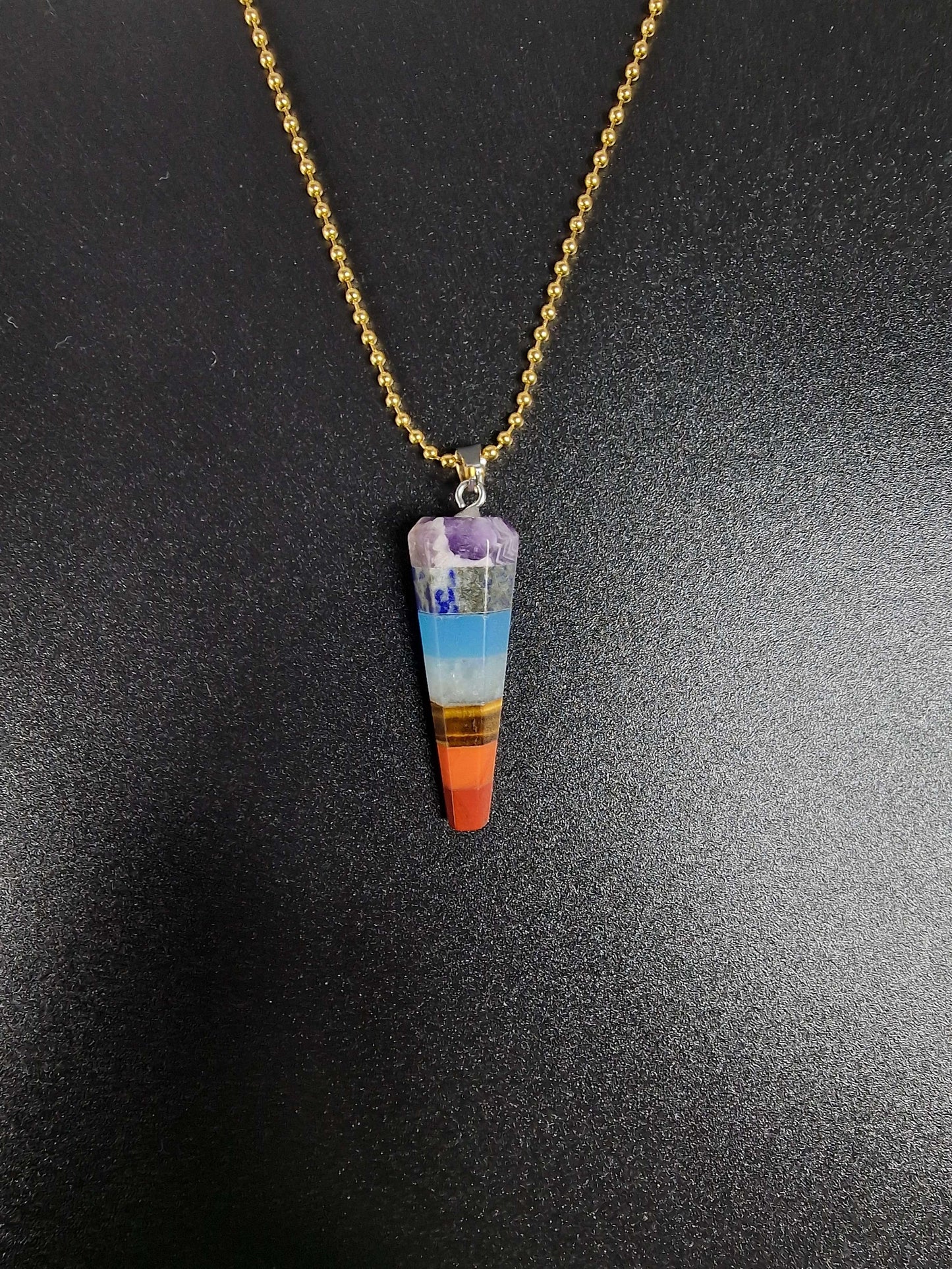 Regnbågsfärgat halsband, 7 chakras halsband - Smal spira