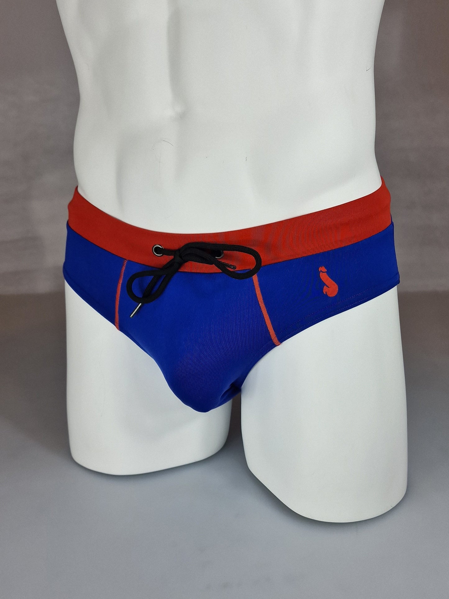 Swim brief blå röda - badbyxor med push up