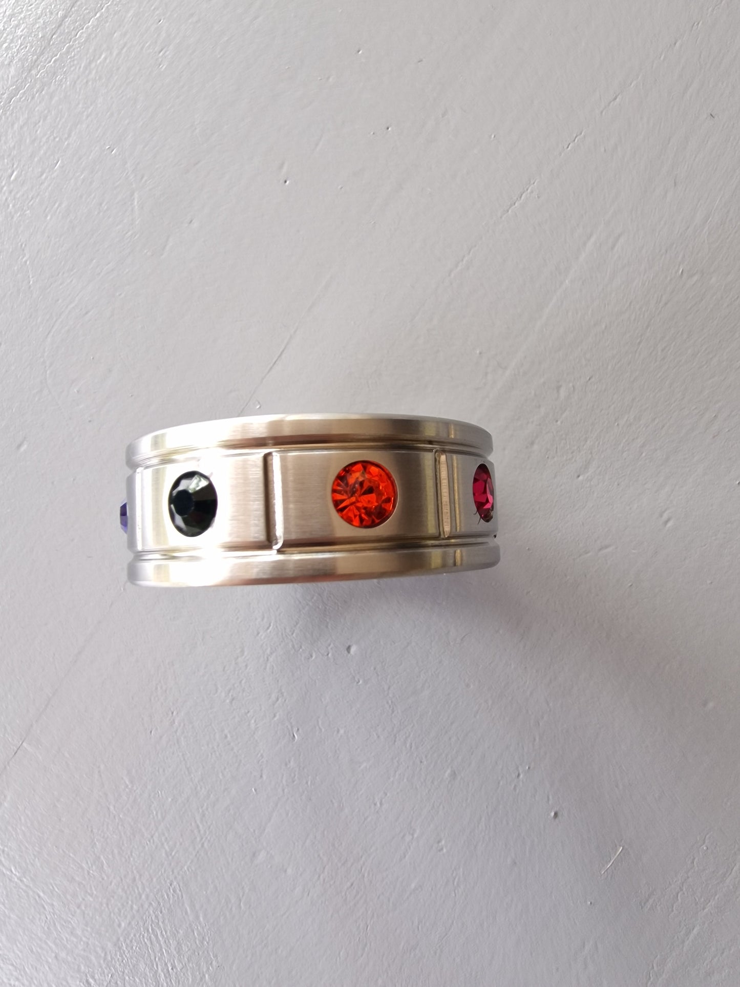 Kuk ring, pubic ring or penis ring in surgical nickel-free steel with crystals and stones